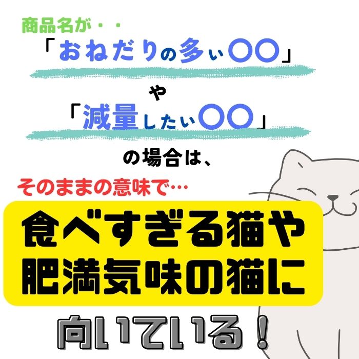 「おねだりの多い」「減量したい」は食べすぎる猫や肥満気味の猫に向いている